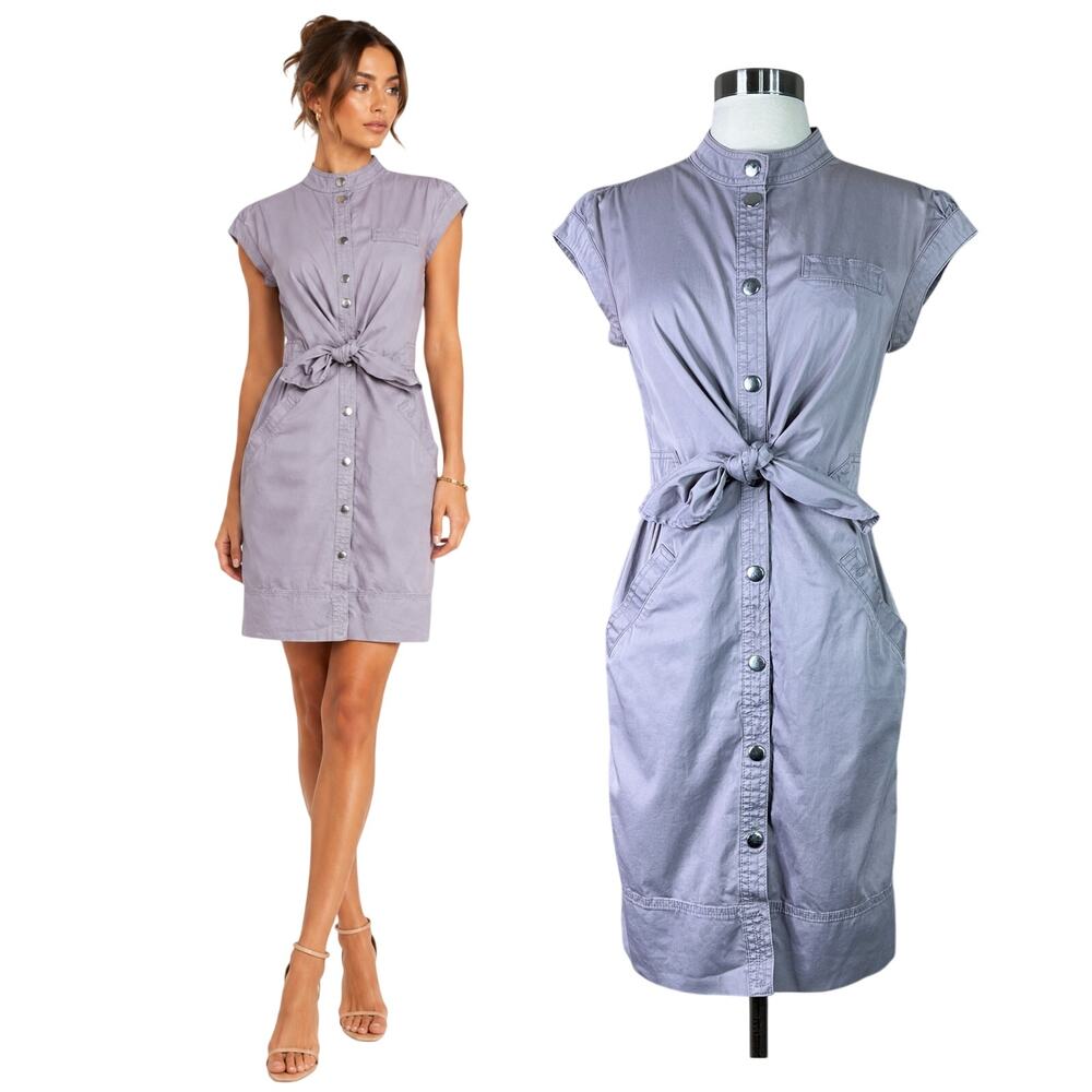 Marc by Marc Jacobs | Lavender Utility Button Front Tie Waist Designer Dress 4